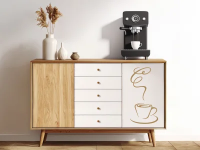 Möbeltattoo mit stilvoller Kaffeetasse