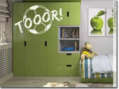 Möbeltattoo Tor - Möbeldesign mit dem Wort Tooor und Fußball Motiv