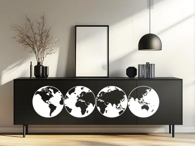 Weltkarte als dekorativer Möbelaufkleber - Ansicht Farbauswahl