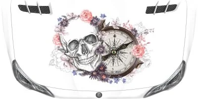 Autoaufkleber Totenkopf und Kompass