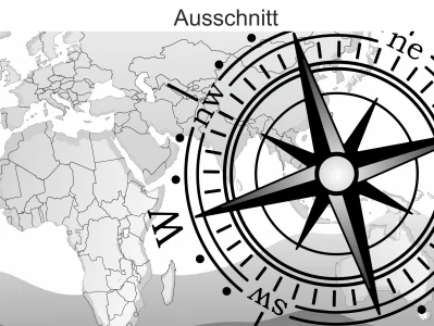 Reisemobildekor Weltkarte mit Kompassrose - Ansicht Ausschnitt