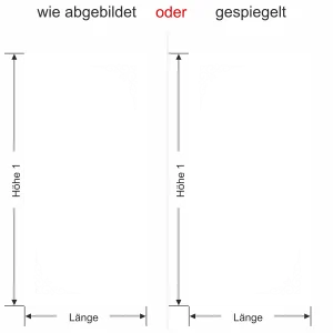 Blickdichte Glasdekorfolie mit dekorativen Ecken - Ansicht Ausrichtung und Farbauswahl