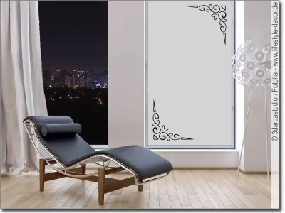 Blickdichte Glasdekorfolie mit dekorativen Ecken