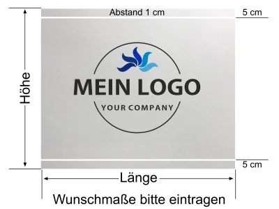 Milchglasfolie mit zwei Streifen Firmenlogo gedruckt - Ansicht Beispielbild