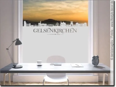 Blickdichte Fensterfolie mit der Skyline von Gelsenkirchen