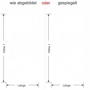 Sichtschutz für Glasflaechen mit Ornament - Ansicht Ausrichtung und Farbauswahl