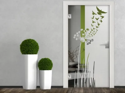 Sichtschutz Glastür Vogelschwarm aus der Pusteblume