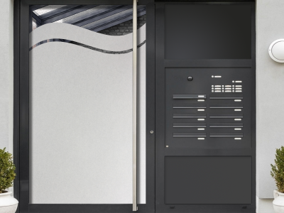 sichtschutz für Fenster mit Wellenmotiv auf Haustür