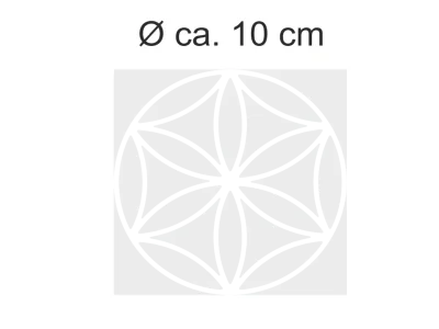 Sichtschutzdekor in Musselinglasoptik mit der Blume des Lebens