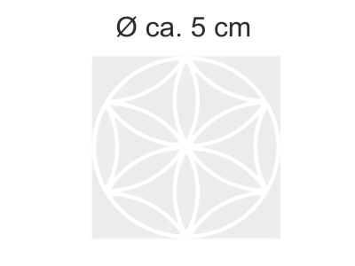 Sichtschutzdekor in Musselinglasoptik mit der Blume des Lebens 5 cm