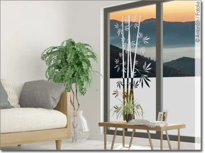 Sichtschutzfolie mit modernem Bambus Motiv
