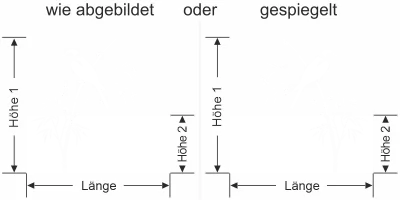 Sichtschutzfolie Bambuszweig mit Vogel - Ansicht Ausrichtung mit Farbauswahl und Anleitung zur Größenberechnung - Vorschlag 1