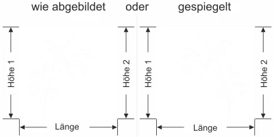 Sichtschutzfolie Bambuszweig mit Vogel - Ansicht Ausrichtung mit Farbauswahl und Anleitung zur Größenberechnung - Vorschlag 2