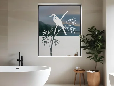 Sichtschutzfolie Bambuszweig mit Vogel