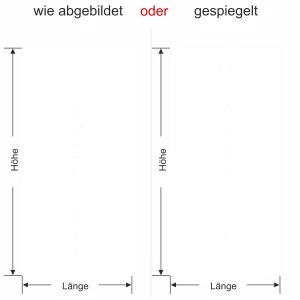 Sichtschutzfolie mit persönlichem WunschtextSichtschutzfolie mit persönlichem Wunschtext - Ansicht Ausrichtung und Farbauswahl