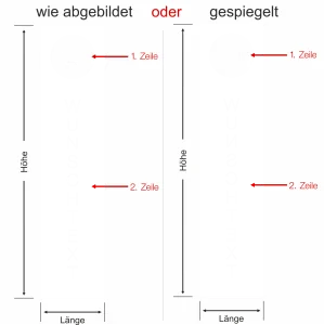 Sichtschutzfolie mit Hausnummer und Namen - Ansicht Ausrichtung und Farbauswahl