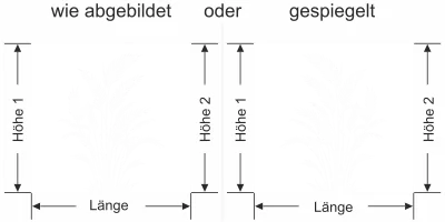 Sichtschutzfolie Goldfruchtpalme - Ansicht Ausrichtung mit Farbauswahl und Anleitung zur Größenberechnung - Vorschlag 2