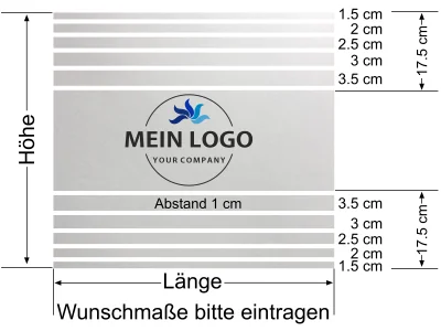 Sichtschutzfolie Streifen Firmenlogo gedruckt - Ansicht Beispielbild