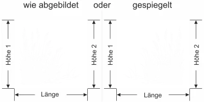 Sichtschutzfolie Schilfgras am Seeufer - Ansicht Ausrichtung mit Farbauswahl und Anleitung zur Größenberechnung - Vorschlag 2