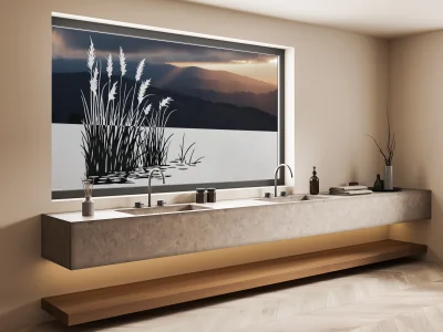 Sichtschutzfolie Schilfgras am Seeufer