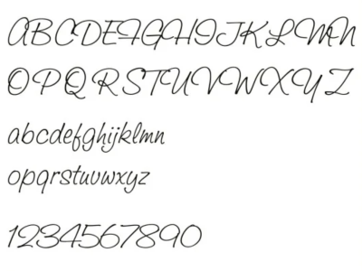 Sichtschutzfolie mit Wunschtext für Tanzschule - Ansicht Alphabet 1.Zeile