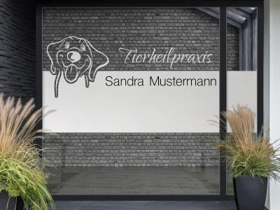 Sichtschutzfolie mit Wunschtext für Tierarzt