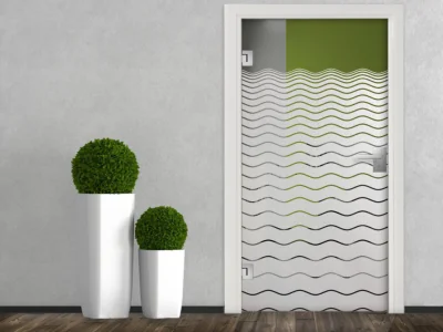 Sichtschutzfolie Wellendesign auf Tür