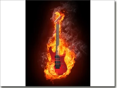 Türposter Electric Guitar in fire