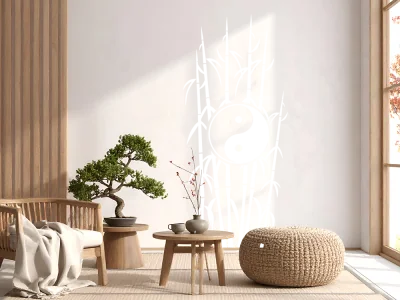 Wandtattoo Bambus mit Yin & Yang