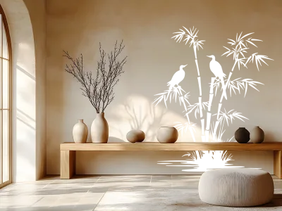 Wandtattoo Bambus und Vögel am Seeufer - Ansicht Farbauswahl