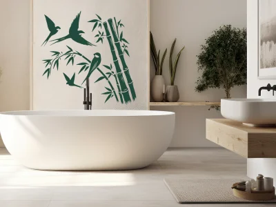 Wandtattoo Bambusrohr mit Vögeln