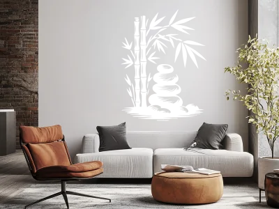 Wandtattoo Bambusstängel mit Zen Steinen - Ansicht Farbauswahl