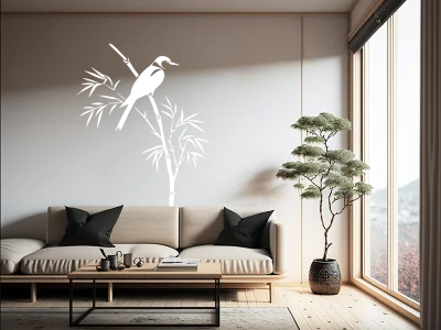 Wandtattoo Bambuszweig mit Vogel - Ansicht Farbauswahl