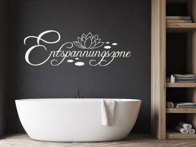 Wandtattoo Entspannungszone über Badewanne