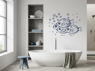 Wandtattoo mit Fischschwarm