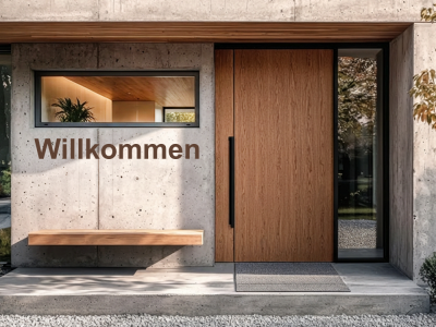 Außenwandtattoo mit Schriftzug Willkommen 01