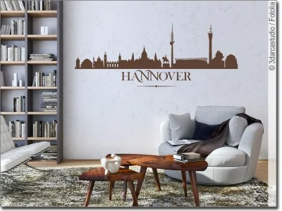 Aufkleber für die Wand mit der Skyline von Hannover