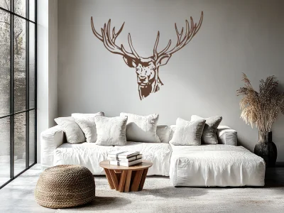 Wandtattoo mit rustikalem Hirschkopf