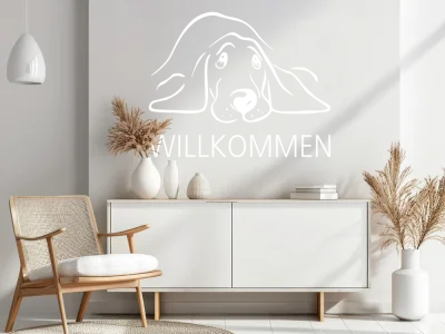 Wandtattoo Hund Willkommen