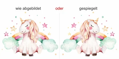 Wandtattoo mit niedlichem Einhorn für das Kinderzimmer - Ansicht Ausrichtung