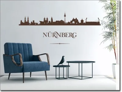 Aufkleber für die Wand mit der Skyline von Nürnberg