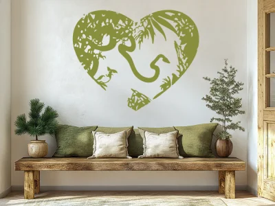 Wandtattoo Herz mit exotischem Paradies