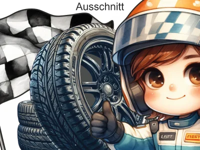 Wandtattoo Set Autorennen - Ansicht Ausschnitt