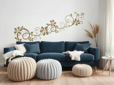 Wandtattoo mit fantasievollem Blumenornament