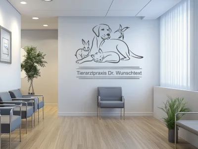 Wandtattoo für Tierarztpraxis mit Wunschtext