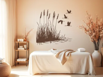 Wandtattoo Ufergräser und Störche