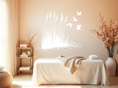 Wandtattoo Ufergräser und Störche - Ansicht Farbauswahl