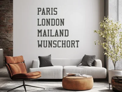 Aufkleber für die Wand mit Wunschort