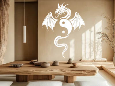 Wandtattoo Yin-Yang Drache