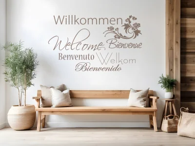 Wandtattoo Wortwolke Willkommen